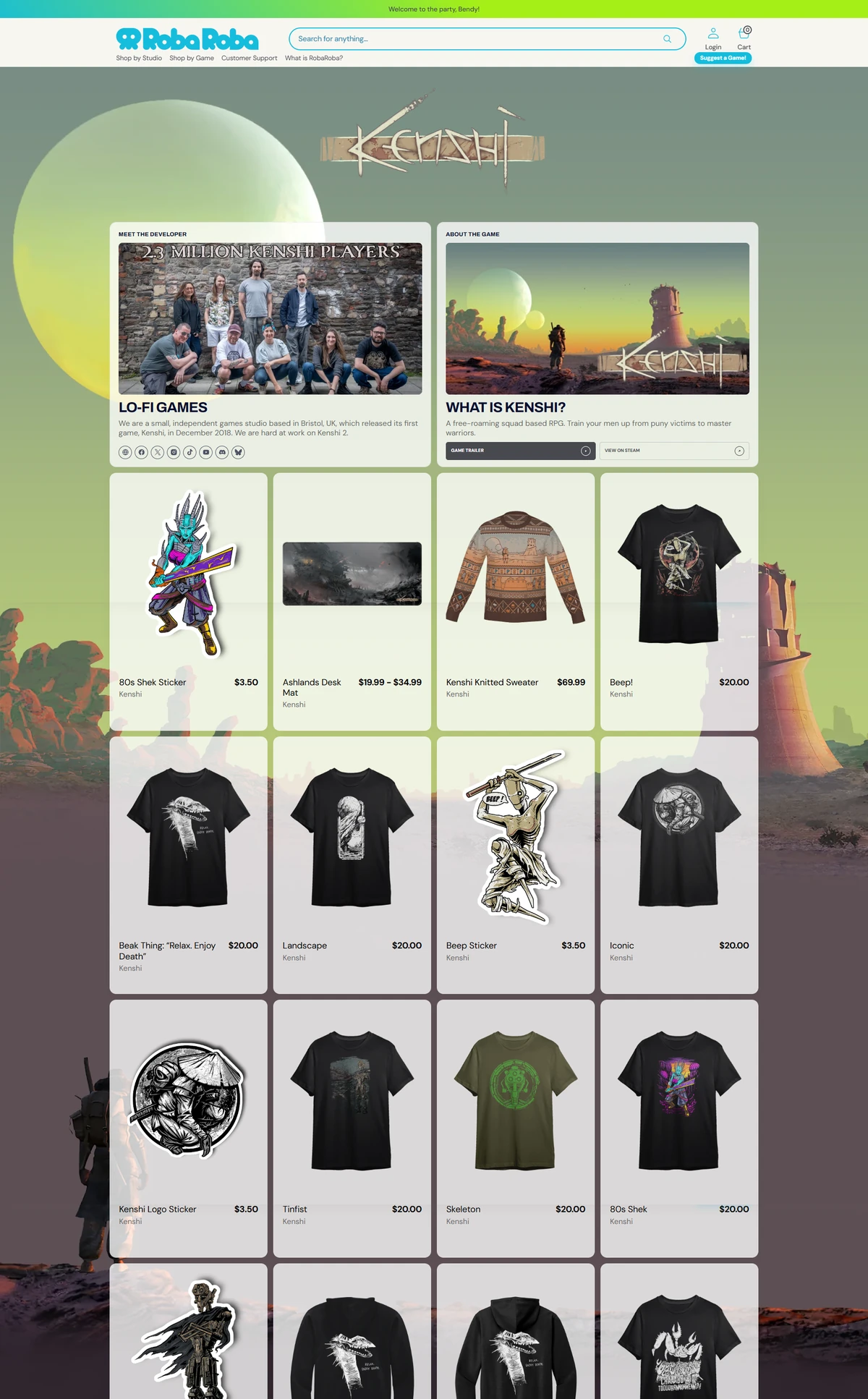 Kenshi storefront on RobaRoba